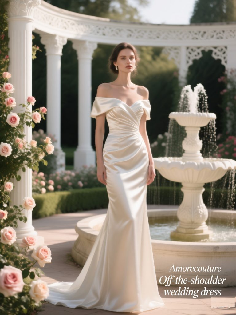Off-the-shoulder wedding dress