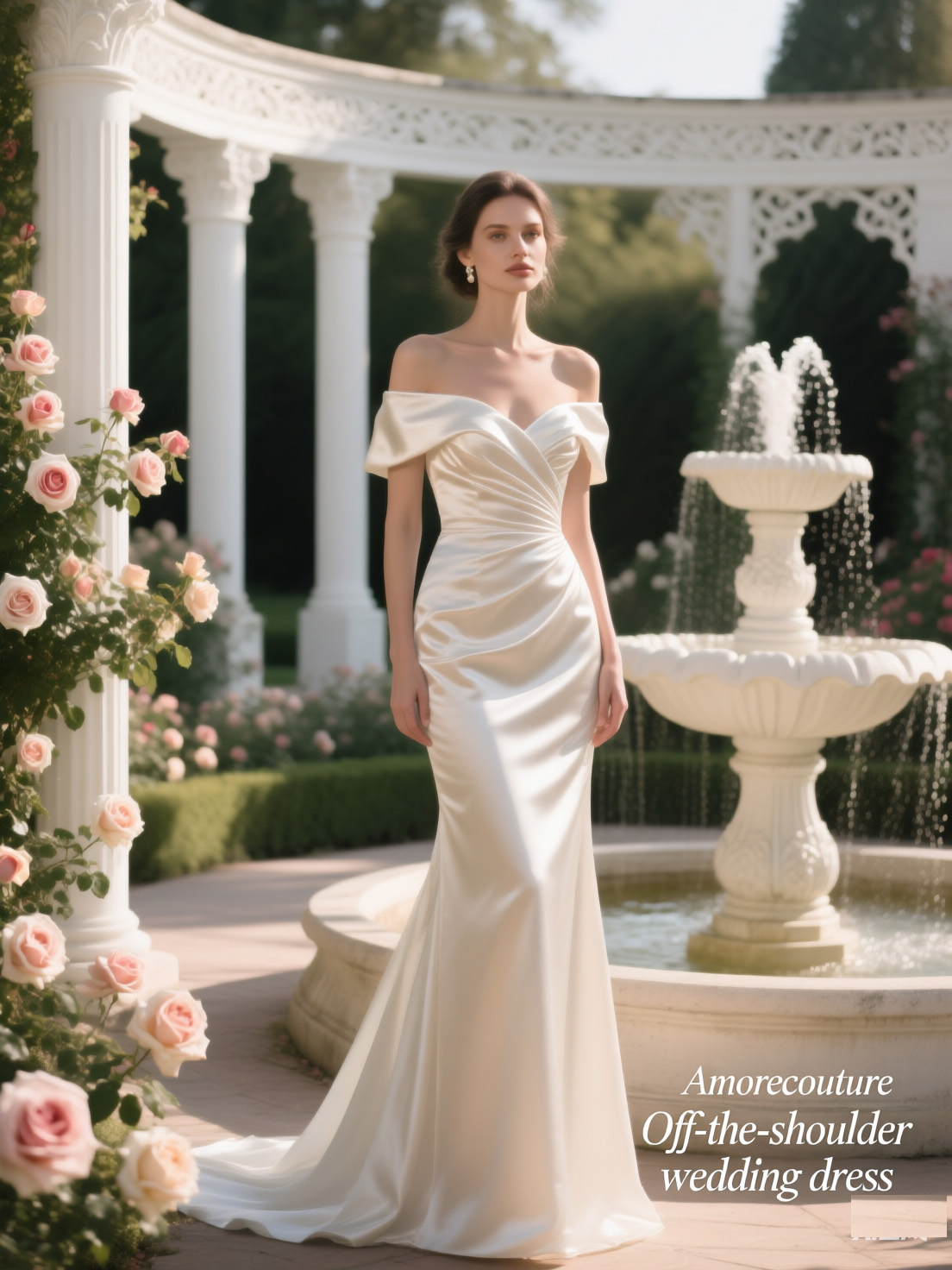 Off-the-shoulder wedding dress