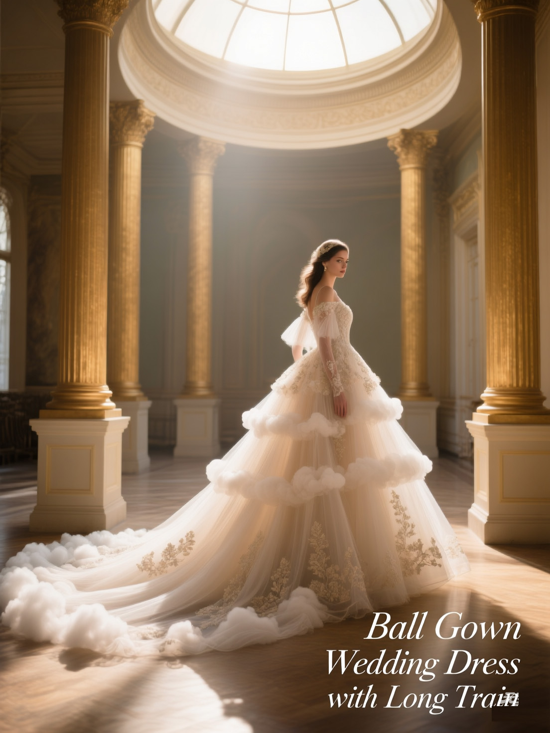 Ball Gown Wedding Dress with Long Train